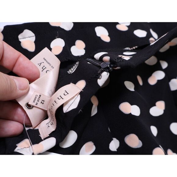 Philosophy Womens Dot Print Back Zip Skirt Black/Pink/White Size 12 Midi - Picture 4 of 10